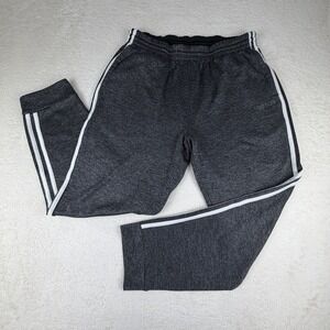 Adidas Sweatpants Men's L Heather Gray Fleece Lined 3-stripe Joggers Athletic